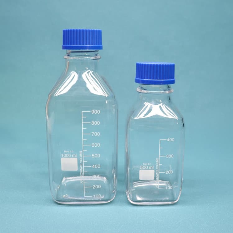 Blue Lid 1 square reagent bottle